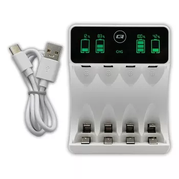 Akulaadija QOLTEC 50848 NiMH AAA (R03) ja AA (R6) elementidele LCD-ekraaniga