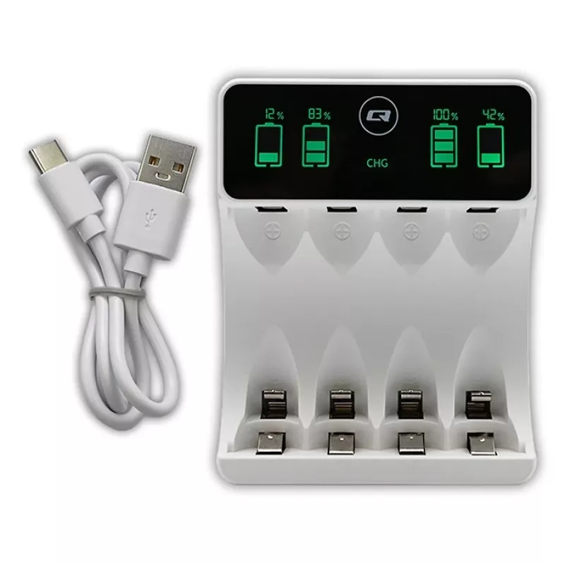 Akulaadija QOLTEC 50848 NiMH AAA (R03) ja AA (R6) elementidele LCD-ekraaniga