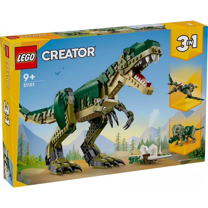 Ehituskomplekt LEGO Creator 3-in-1 T.Rex ehitatav mudelikomplekt, 626 tk, 150 mm kõrgus, vanus 9+