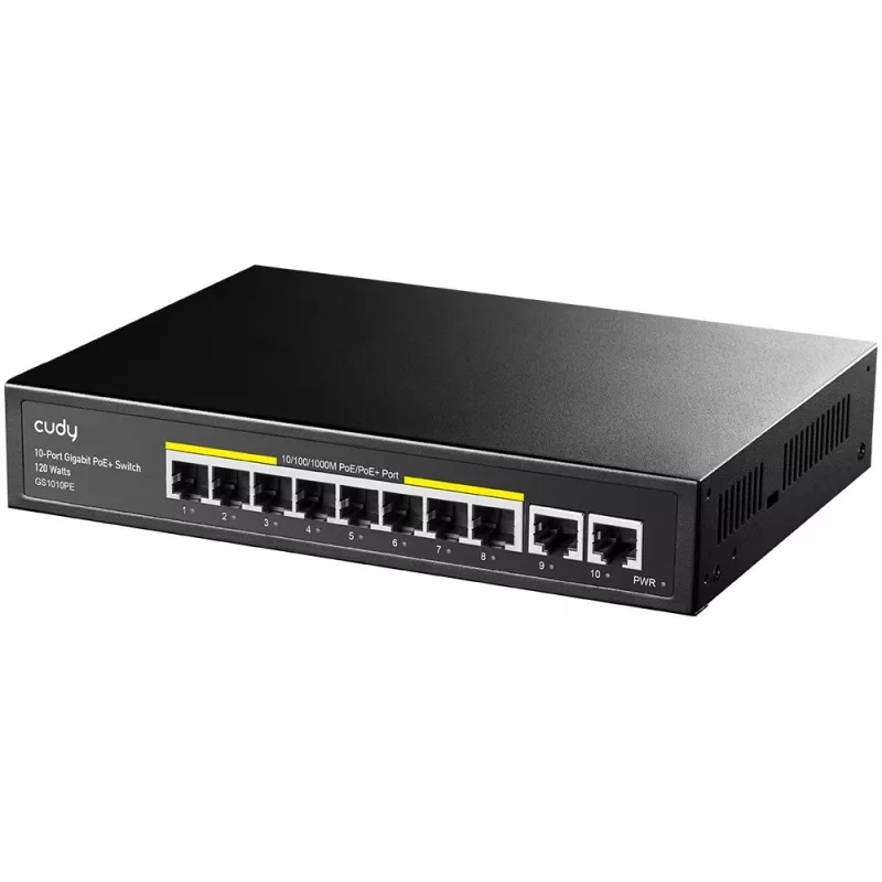 Cudy GS1010PE võrgukommutaator Gigabit Ethernet 10 porti PoE Must