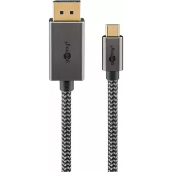Goobay USB-C - DisplayPort - põimitud kaabel 4K @ 60 Hz 3 m must Hõbedane - -Pistik (75709)