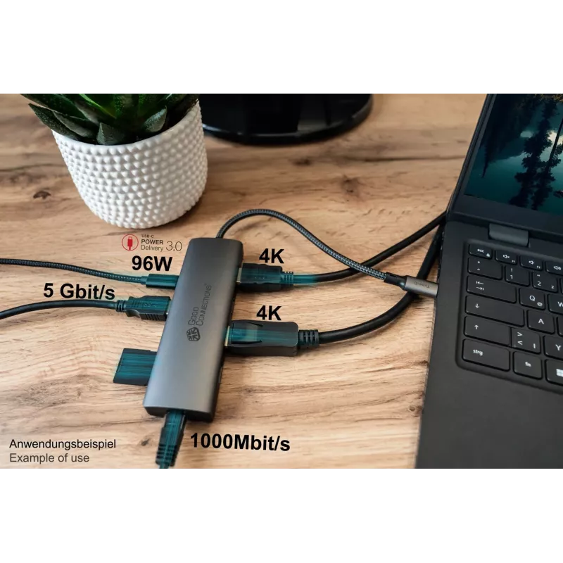 Alcasa HUB-C001A liidese jaotur USB Type-C 5000 Mbit/s antratsiit
