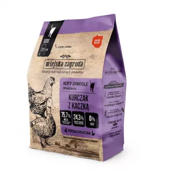 Kasside kuivtoit wiejskazagroda Kana pardi lisandiga 400 g — täiskasvanud kassidele, linnuliharetsept, valk 44%, rasv 17%