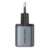 Vention FEWH0-EU 30W GaN laadija — 1× USB-C, 1× USB-A, 30 W, must