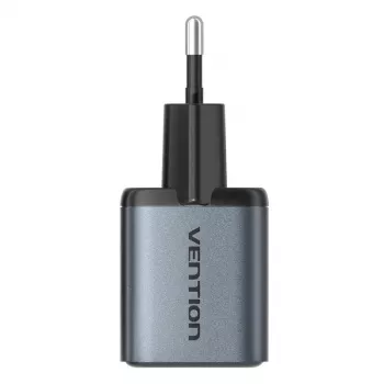 Vention FEWH0-EU 30W GaN laadija — 1× USB-C, 1× USB-A, 30 W, must