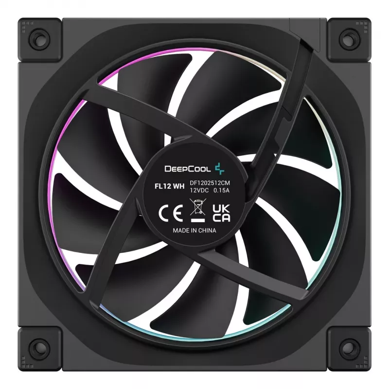 120 mm arvutiventilaator DeepCool FL12 3-in-1 Must, 120×25 mm, 2150 RPM, Fluid Dynamic Bearing, PWM, 55 CFM, 32 dB, 3 tk pakett