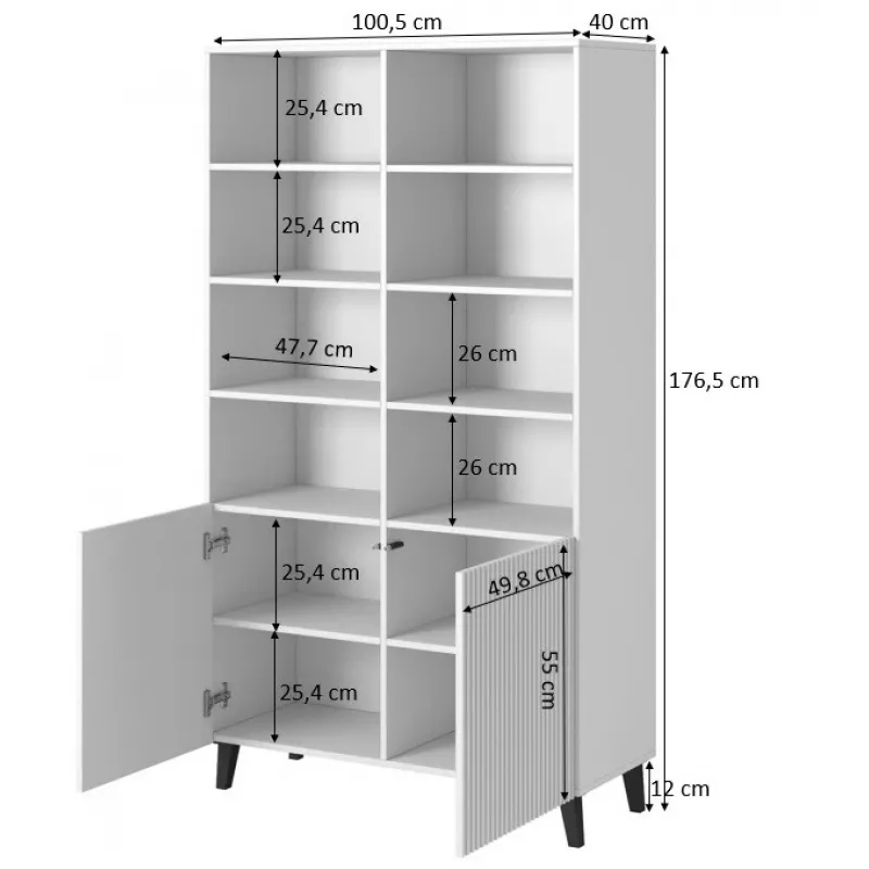 Shelving unit PAFOS 100x40x176.5 cm valge matt