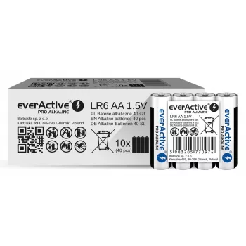 Aluselised patareid everActive LR6 AA pakis 4 tk — 1,5 V, 3000 mAh, 50,5 × 14,5 mm
