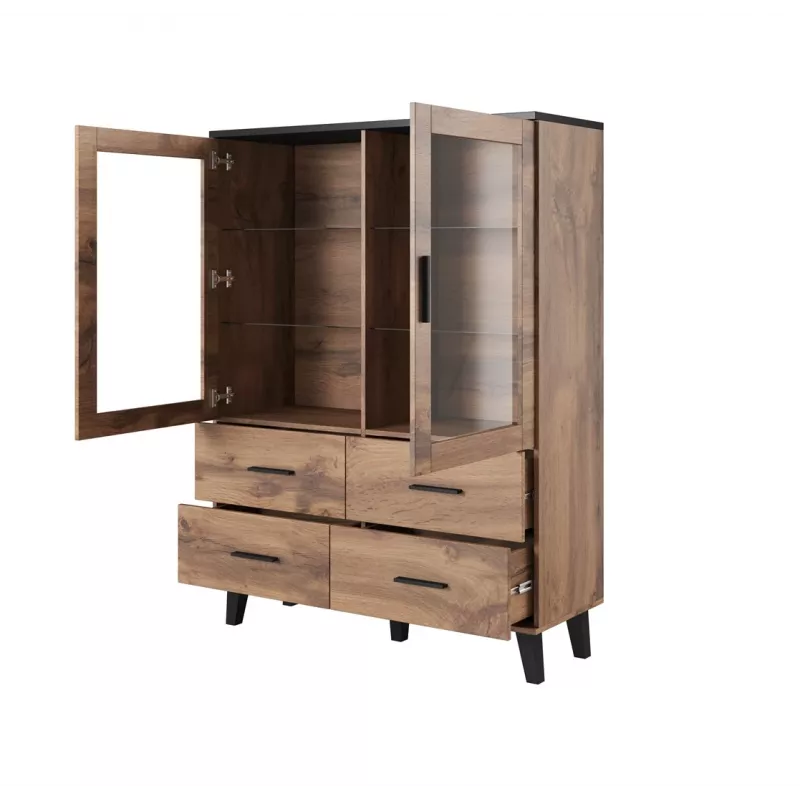Cama elutoakomplekt LOTTA 2 (puhvetkapp 150 2D3DR + puhvetkapp 110 2D4DR + vitriinkapp 120 + kohvilaud 110)