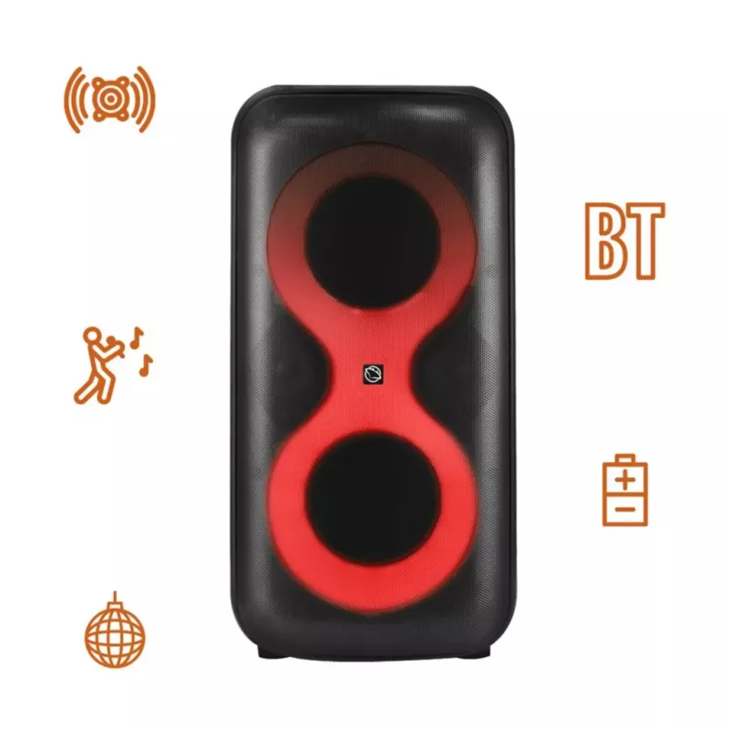 Kaasaskantav muusikakeskus MANTA SPK0401B100 Bluetooth-kõlar, 100 W tippvõimsus, FM-raadio, karaoke, sisseehitatud aku, X-BASS