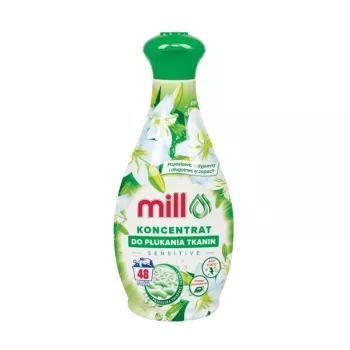 Riidepehmendaja MADONIS MILL Konc. Sensitive 1,3L — kontsentreeritud, 48 loputust, universaalne loputusvahend