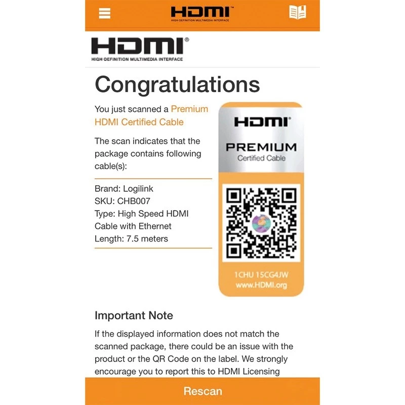 HDMI kaabel LogiLink CHB007 7,5 m
