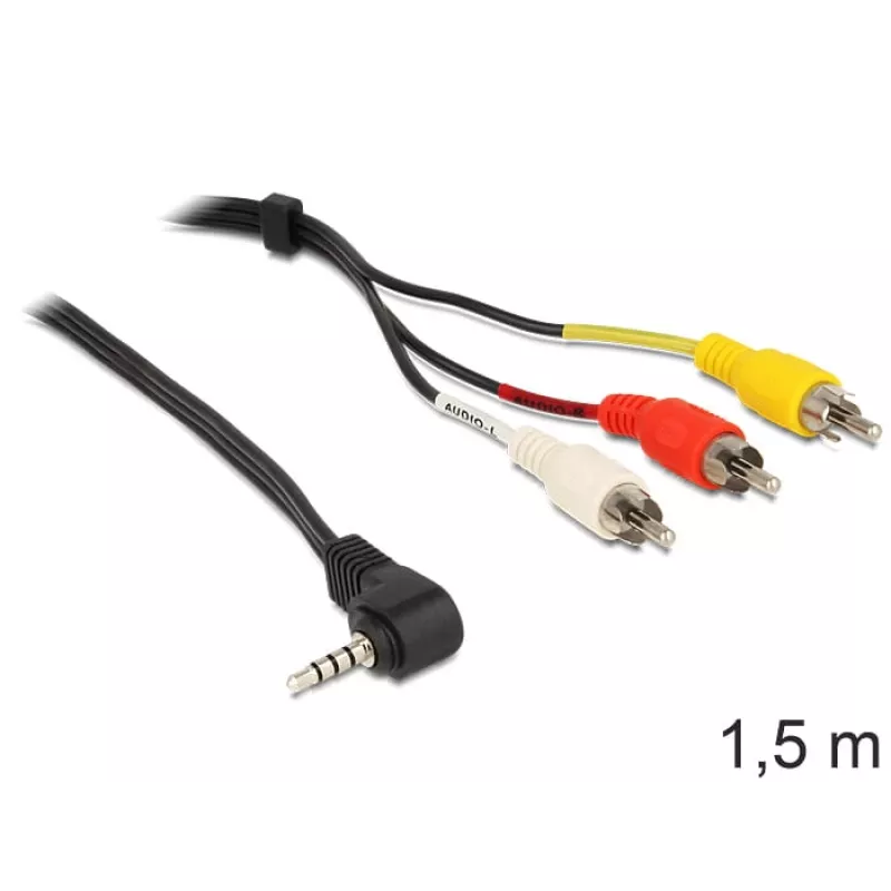 Video kaabliadapter DeLOCK 84504 1.5m 3.5mm 3 x RCA Must