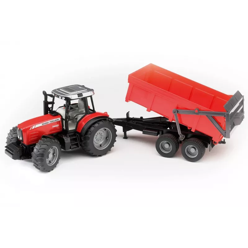 Traktorimudel BRUDER Massey Ferguson 7480 kallutuskärruga
