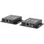 Manhattan 4K HDMI üle Etherneti pikenduskomplekt, pikendab 4K@30Hz signaali kuni 40 m või 1080p@60Hz signaali kuni 70 m ühe Cat6 Etherneti kaabliga, saatja ja vastuvõtja, toide kaabli kaudu (PoC), must, kolmeaastane garantii
