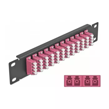 Fiiberoptiline patch-paneel DeLOCK 10-tolline 12 pordiga LC Quad violetne 1U must