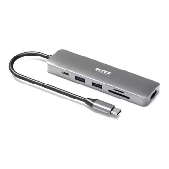 Liidesejaotur Port Designs 900162 USB USB-C — USB USB-C väljund, 3840x2160@60Hz, 20V/5A sisend, 117×34×13 mm, hõbedane