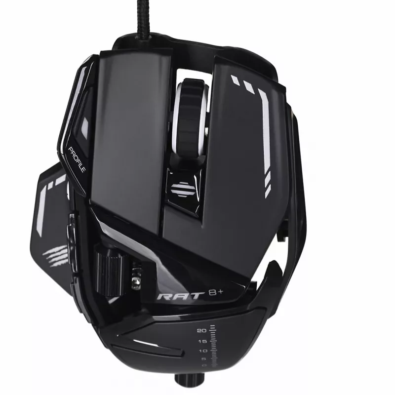 Mängurihiir Mad Catz R.A.T. 8+ — paremakäeline, optiline, 16000 DPI, 11 nuppu, USB Type-A, 145 g