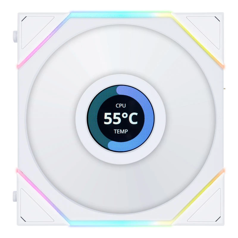 LIAN LI UNI FAN TL LCD 120mm ARGB korpuse ventilaatorid – valge 3-pakk