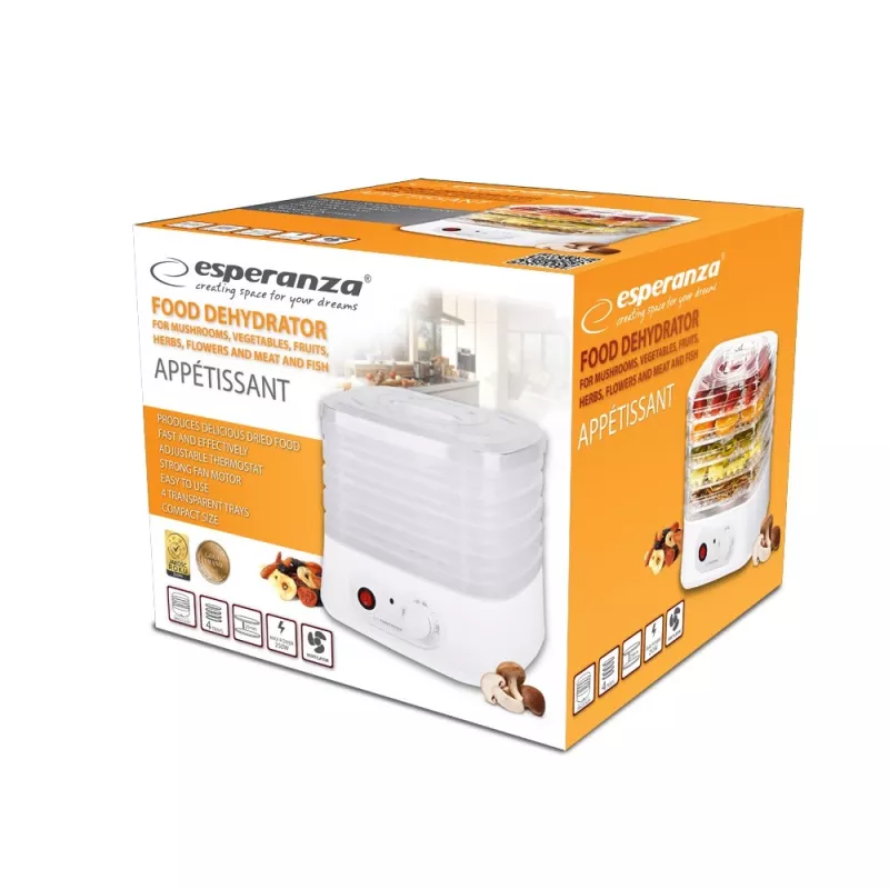 Esperanza EKD004 toidu kuivati, läbipaistev, valge 250 W