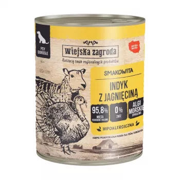 Märg koeratoit wiejskazagroda Kalkun lambalihaga, 800 g, täiskasvanud koertele, gluteeni- ja sojavaba