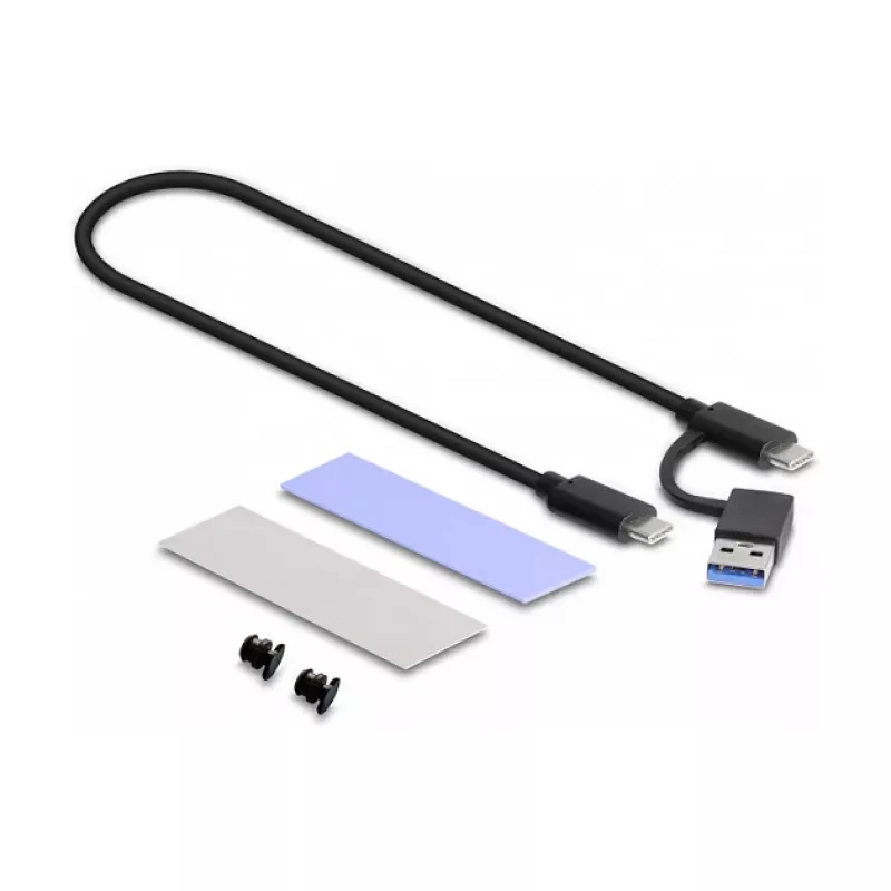 SSD-korpus DeLOCK väline USB USB-C kombokorpus M.2 NVMe PCIe või SATA SSD-le, tööriistavaba