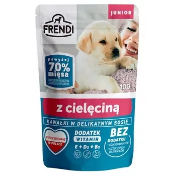 FRENDI Junior tükid õrnas kastmes vasikalihaga - märg koeratoit - 100 g