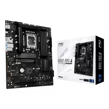 Emaplaat ASRock B860 Pro-A — Intel B860 ATX, LGA 1851, DDR5, 4x DIMM, 256GB, 2.5Gb LAN, 1x M.2, 4x SATA III