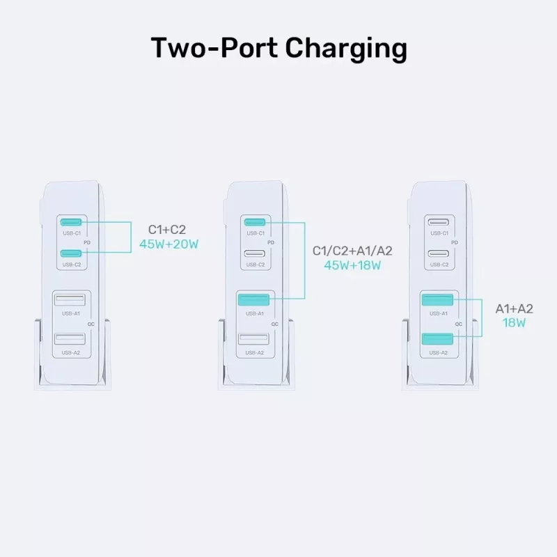 Laua-laadija Unitek P1228AWH01-EU 70W 2×USB-A 2×USB-C