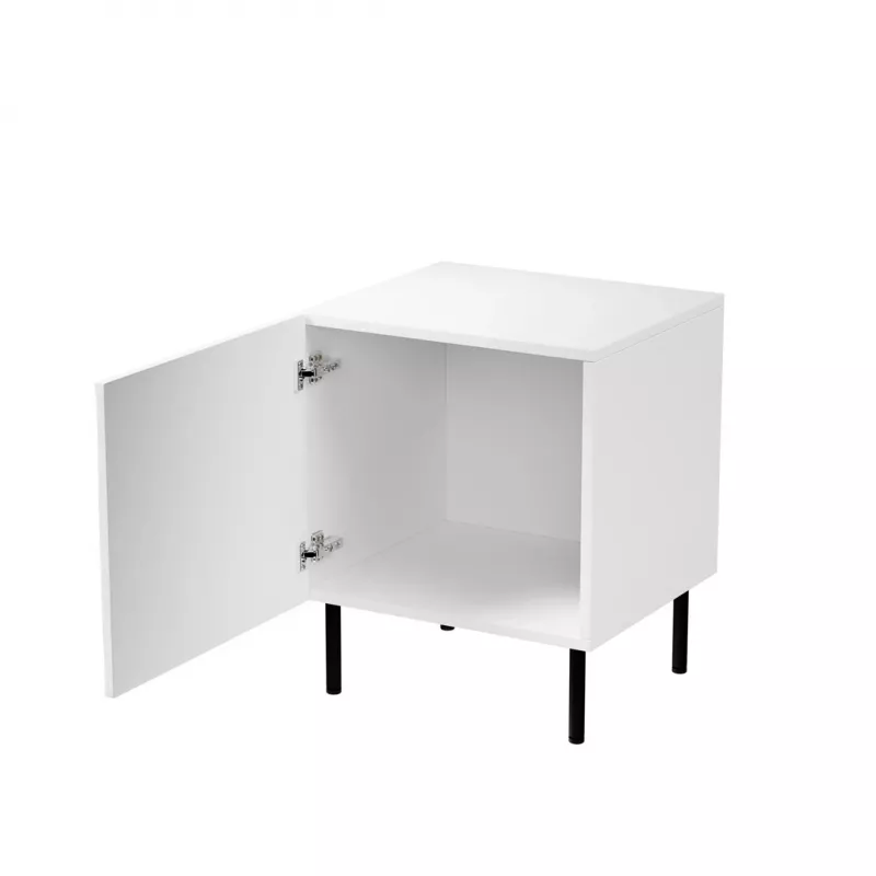 Öölaud Cama Meble JUNGLE 53,5×40,5×44 cm valge matt, MDF ja puitlaastplaat, mustad jalad, komplekt 2 tk