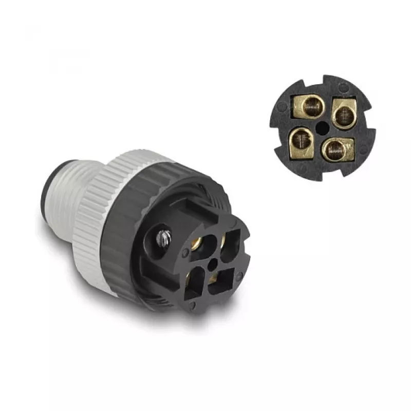 DeLOCK M12 pistik A-kodeeringuga 4 pin isane kruviühendus 60533