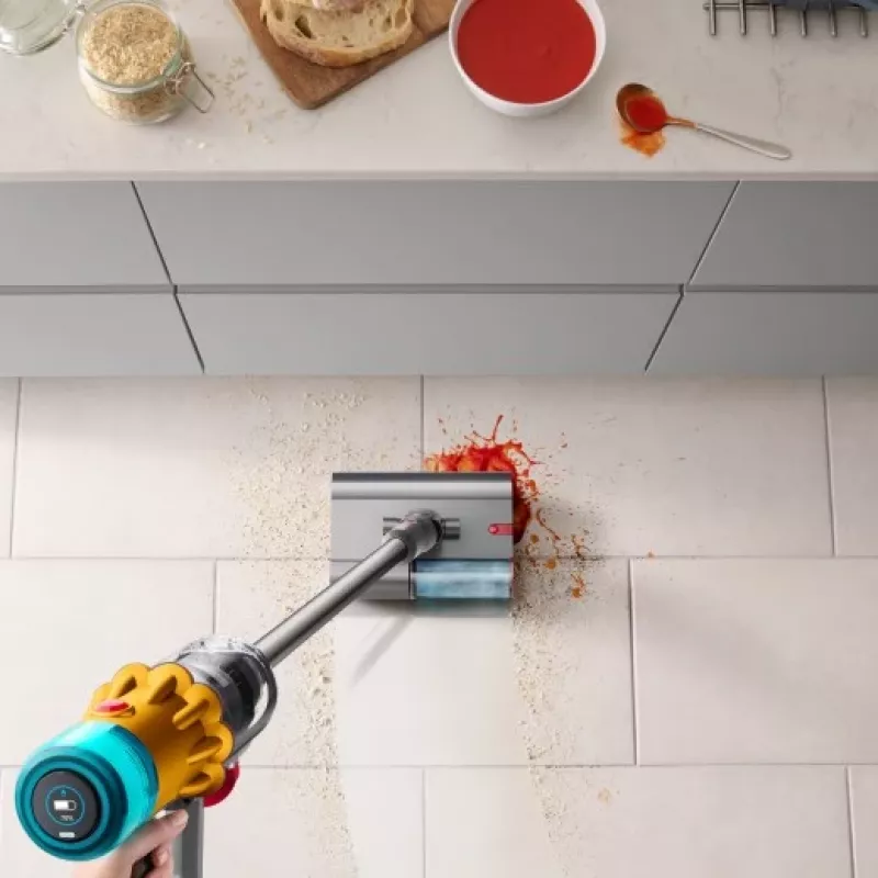 Dyson V12 Submarine 3-in-1 tolmuimeja, aku, märg- ja kuivpuhastus, HEPA, kotita, 0,35 L, nikkel, kollane