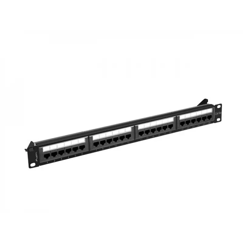 Patch-paneel 1U LANBERG PPUA-1024-B, 24 porti, Cat6a, U/UTP, 1U rack, sügavus 102 mm, metall, must