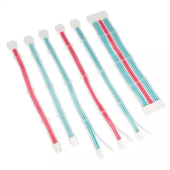 PC-toiteploki põimitud kaablipikenduskomplekt Kolink Core Adept — 6-osaline komplekt, PET-ümbrisega, vaskjuhtmetega, 20+4pin/8pin/4+4pin/3×6+2pin, 0,30–0,35 m