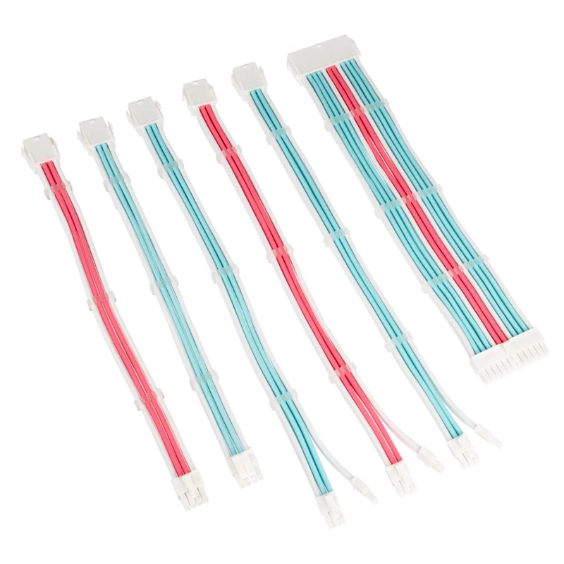 PC-toiteploki põimitud kaablipikenduskomplekt Kolink Core Adept — 6-osaline komplekt, PET-ümbrisega, vaskjuhtmetega, 20+4pin/8pin/4+4pin/3×6+2pin, 0,30–0,35 m