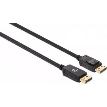 Manhattan DisplayPort 1.4 kaabel, 8K@60 Hz, 2 m, punutud kaabel, isane-istasele, riividega, täielikult varjestatud, must, eluaegne garantii, samaväärne DP14MM2M