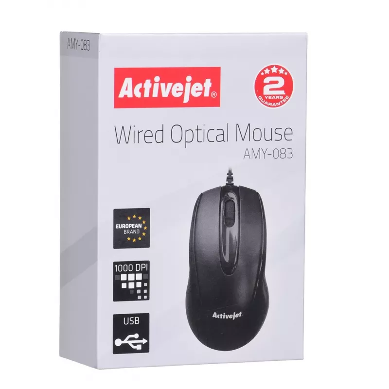 Activejet AMY-083 juhtmega USB-hiir (optiline; 1000 DPI; must)