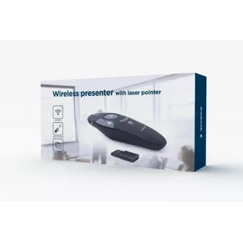 GEMBIRD juhtmevaba IR esitaja WP-L-11, 4 nuppu, 2,4 GHz RF USB vastuvõtja, must, AAA patarei