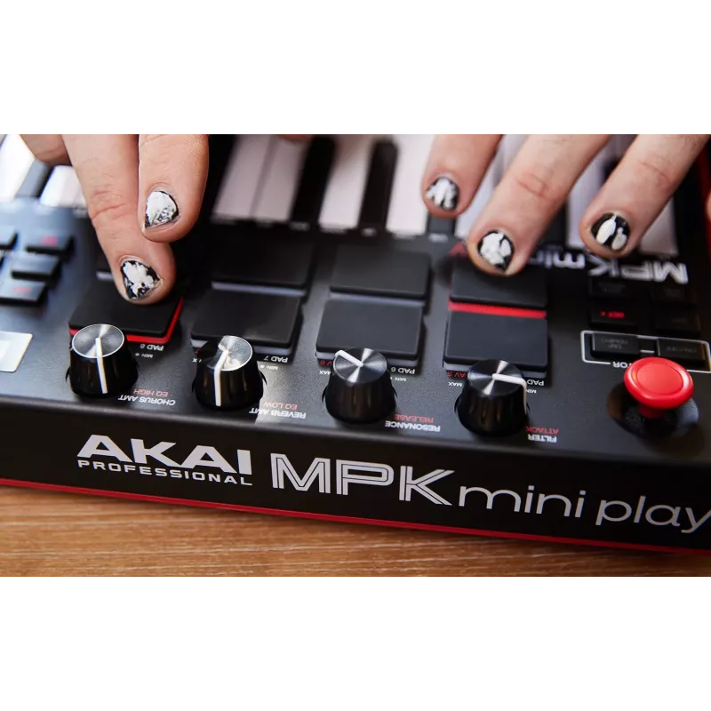 MIDI klaviatuur Akai MPK Mini Play Mk3 25 klahvi USB must punane