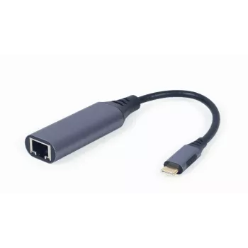 Võrguadapter Gembird A-USB3C-LAN-01 USB-C USB 3.2 Gen 1, Gigabit RJ-45, 0,15 m kaabel, metallkorpus, hall/must