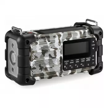 Kaasaskantav hädaabiraadio Sangean MMR-99 DAB+ käsivända ja päikeselaadimisega, Arctic Camo