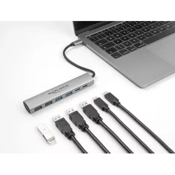 DeLOCK 64232 sülearvuti dokk juhtmega USB 3.2 Gen 1 Type-A USB-C hall