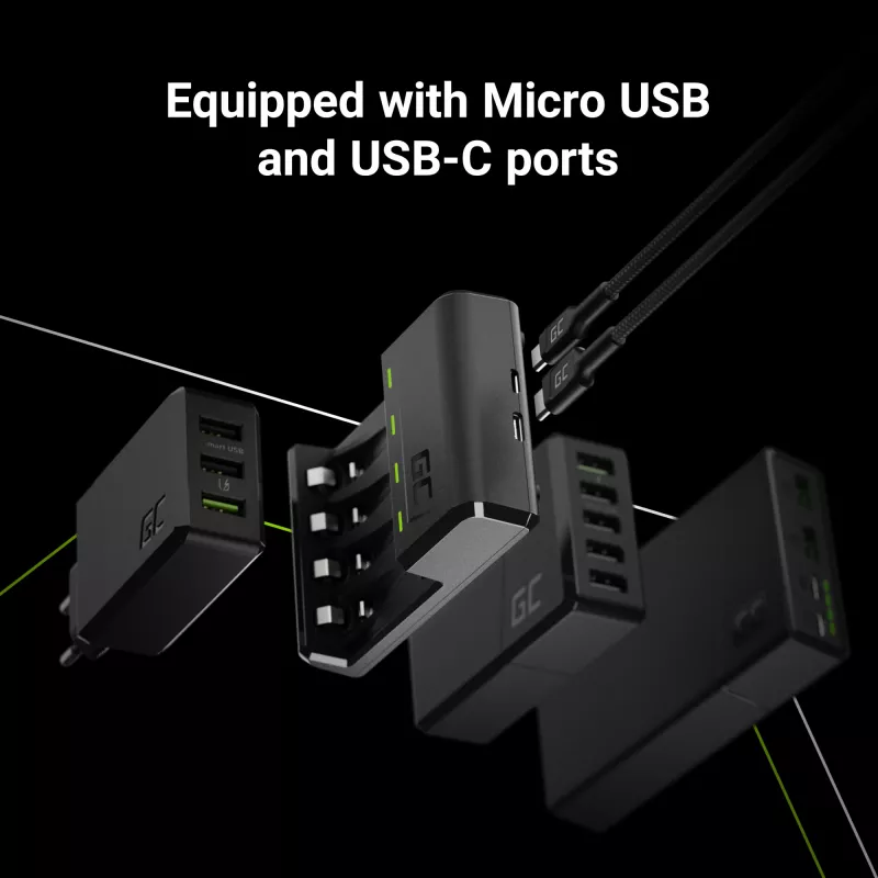 Akulaadija roheline Cell GC VitalCharger USB, 4 pesaga, AA/AAA, USB-toitega, must