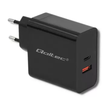 Toiteadapter QOLTEC 51716 — vahelduvvool 220–240 V kuni 20 V 3 A (63 W), must, siseruumides kasutatav universaalne laadija