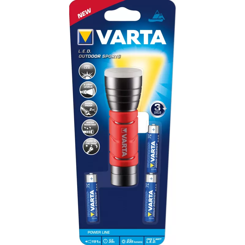 Varta 17627101421 - käsilamp - must - punane - alumiinium - IPX4 - LED - 1 lamp