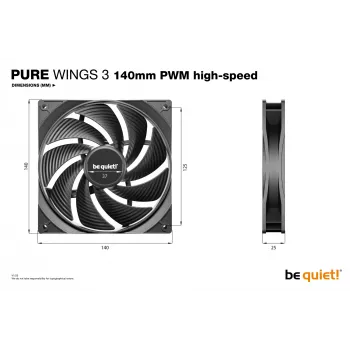 be quiet Pure Wings 3 140mm PWM suure kiirusega arvutikorpuse ventilaator 14 cm Must 1 tk.