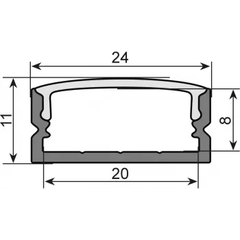 LED-riba U-profiil EUROLITE 51210970, 20 mm, must, 2 m