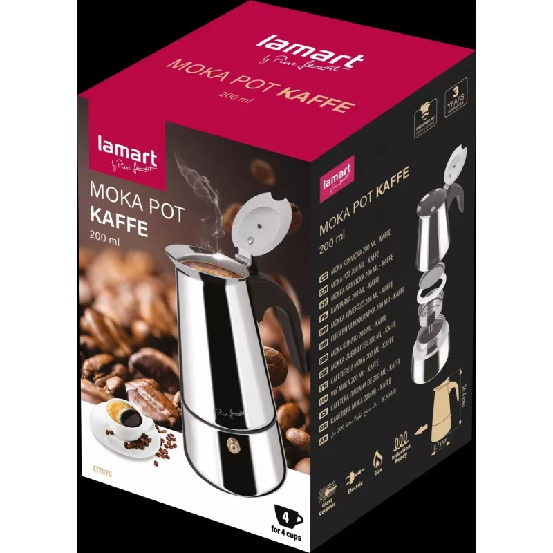 Pliidil kasutatav moka kann LAMART LT7076 200 ml roostevaba teras