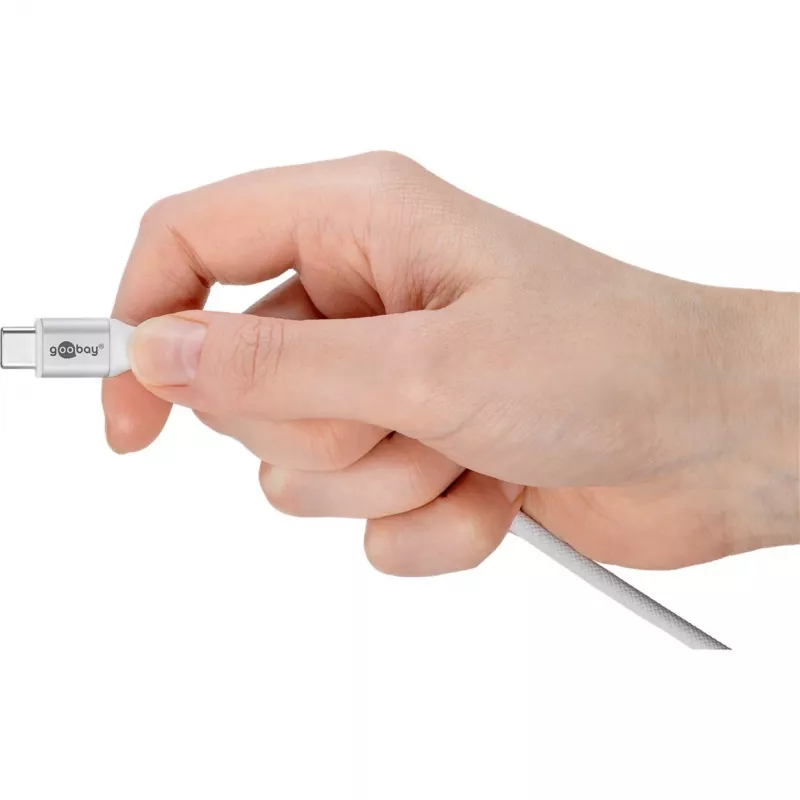 super-soft USB 2.0 põimitud kaabel, USB-C pistik > USB-C pistik (valge, 3 meetrit)