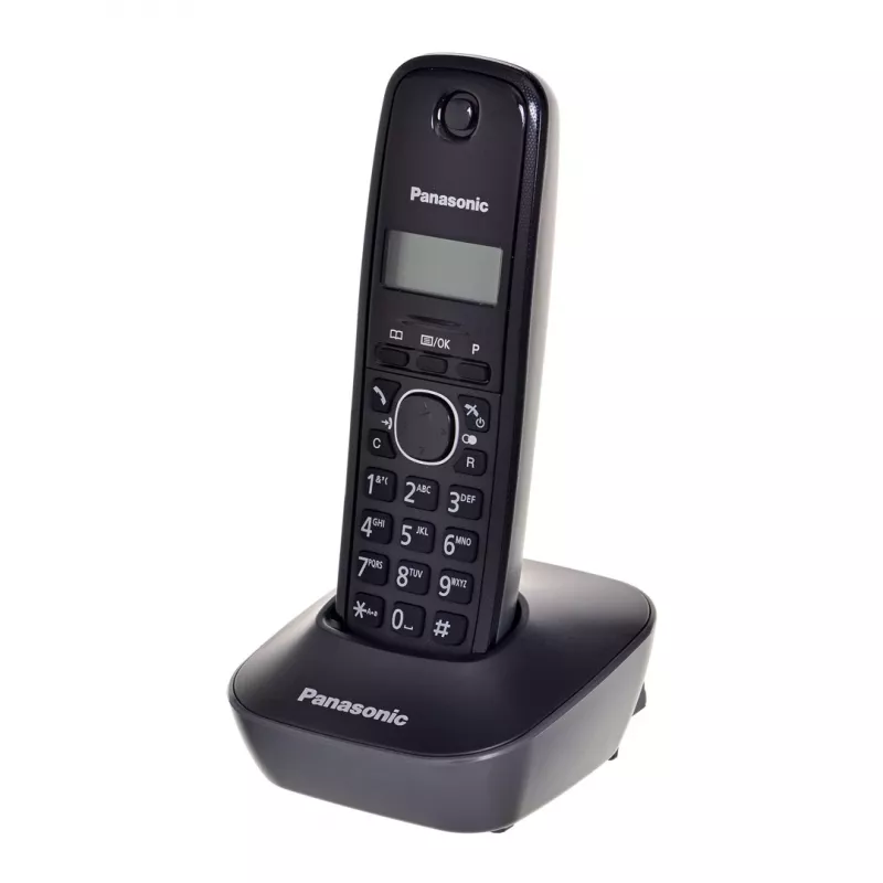DECT telefon Panasonic KX-TG1611, must, 1,9 GHz, 1,25-tolline ekraan, kuni 15 h kõneaega, 50-kontaktiline telefoniraamat